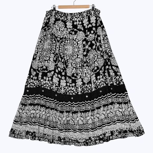 Forbidden Los Angeles Y2K Maxi Skirt Womens L Crochet Rhinestone Gauzy Fairycore - Picture 1 of 6